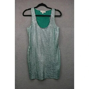 Olive & Oak Green & Silver Shimmering Bodycon Dress-Size Medium-Stretchy